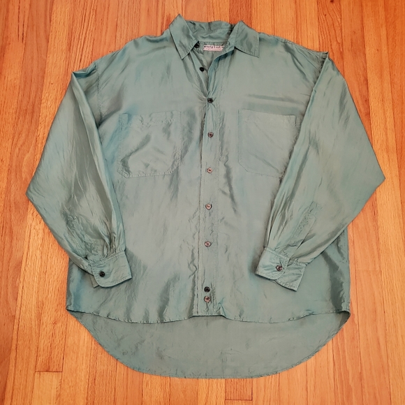 Vintage Shirts Vintage Nine Twenty East Green Silk Button Down Shirt Poshmark